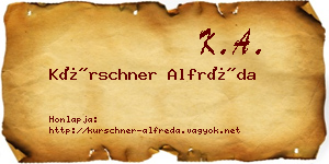 Kürschner Alfréda névjegykártya